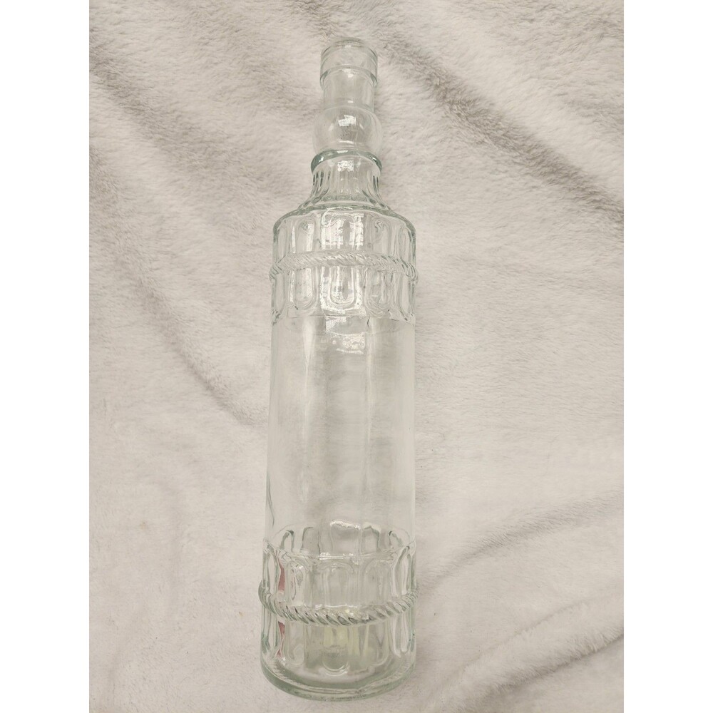 Vintage Decorative Glass Clear Bottle Vase Raised Rope Design 12.5" Tall - Picture 9 of 10